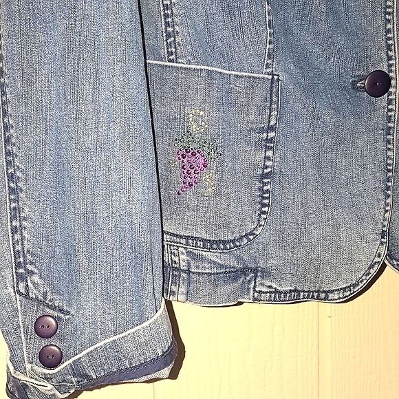L VINTAGE PENDELTON Denim Rhinestone Jean Jacket - Picture 7 of 14